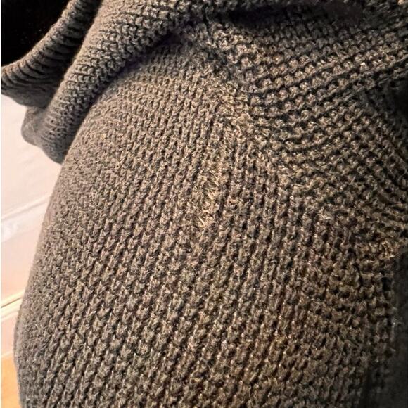 Lauren Ralph Lauren Waffle Knit Hoodie Curved Hem S Black Gorpcore Cozy Weekend - Picture 10 of 11